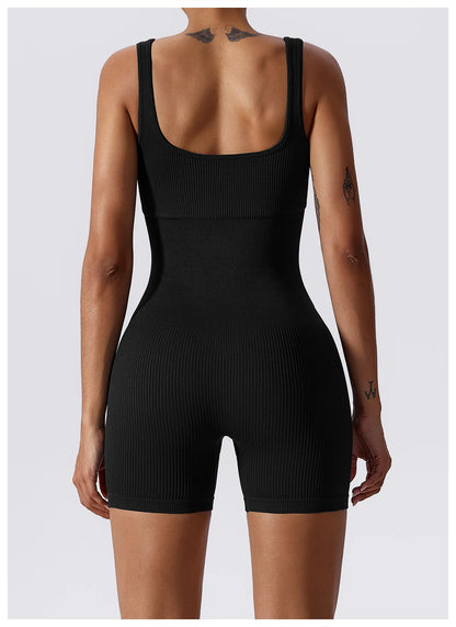 square neck thigh length romper..
