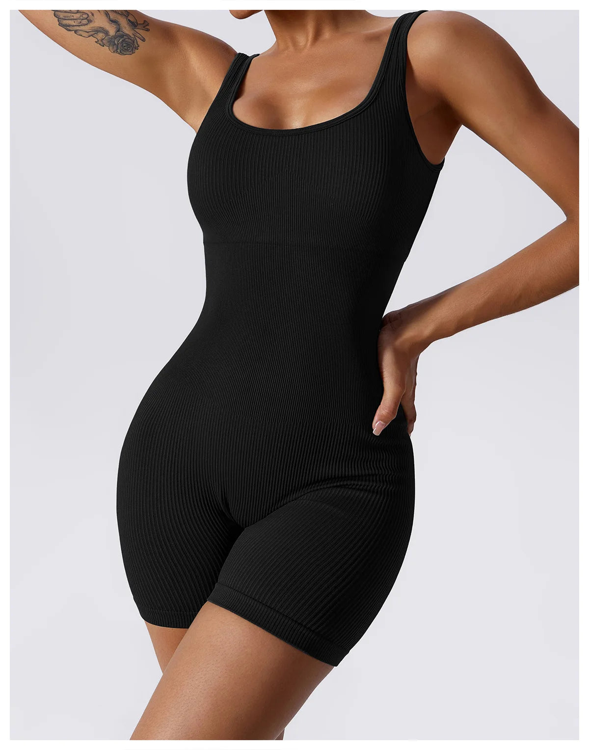 square neck thigh length romper..