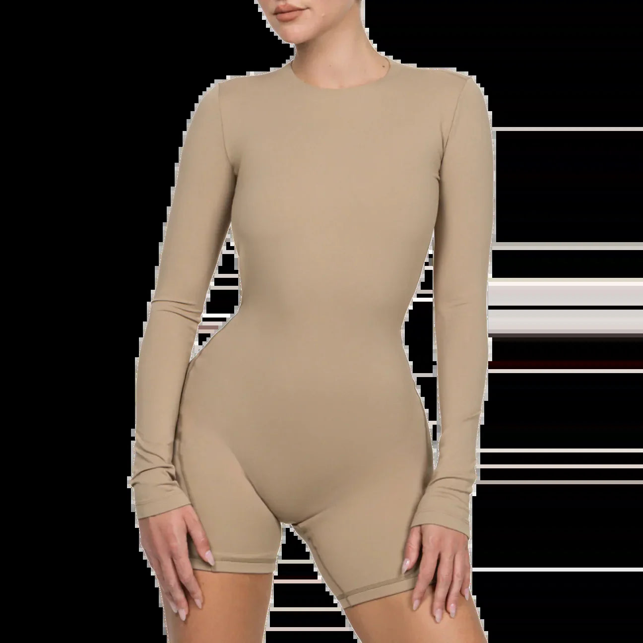 backless long sleeve romper..